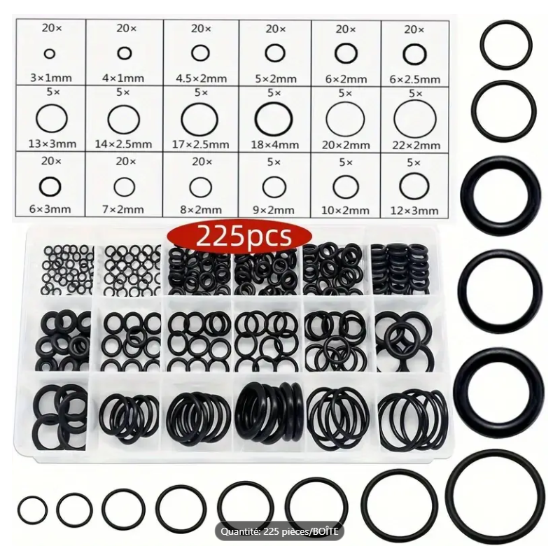 Boite d’assortiment joints torique 225 pcs