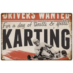Plaque métallique decoration karting 30x20 cm