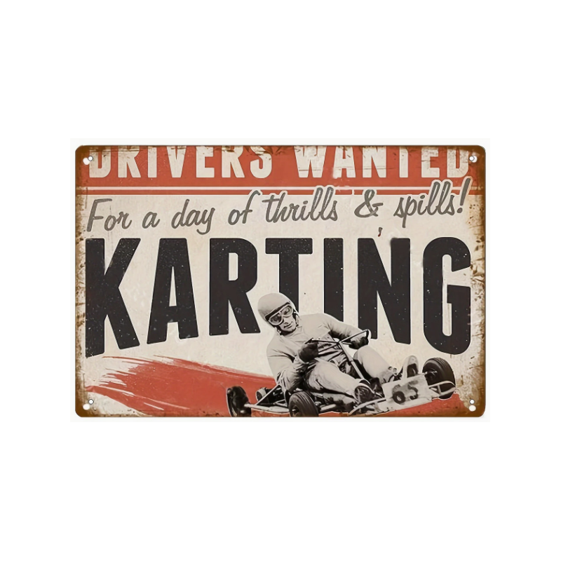 Plaque métallique decoration karting 30x20 cm