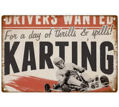 Plaque métallique decoration karting 30x20 cm