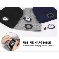 Bonnet avec lampe LED intégrée